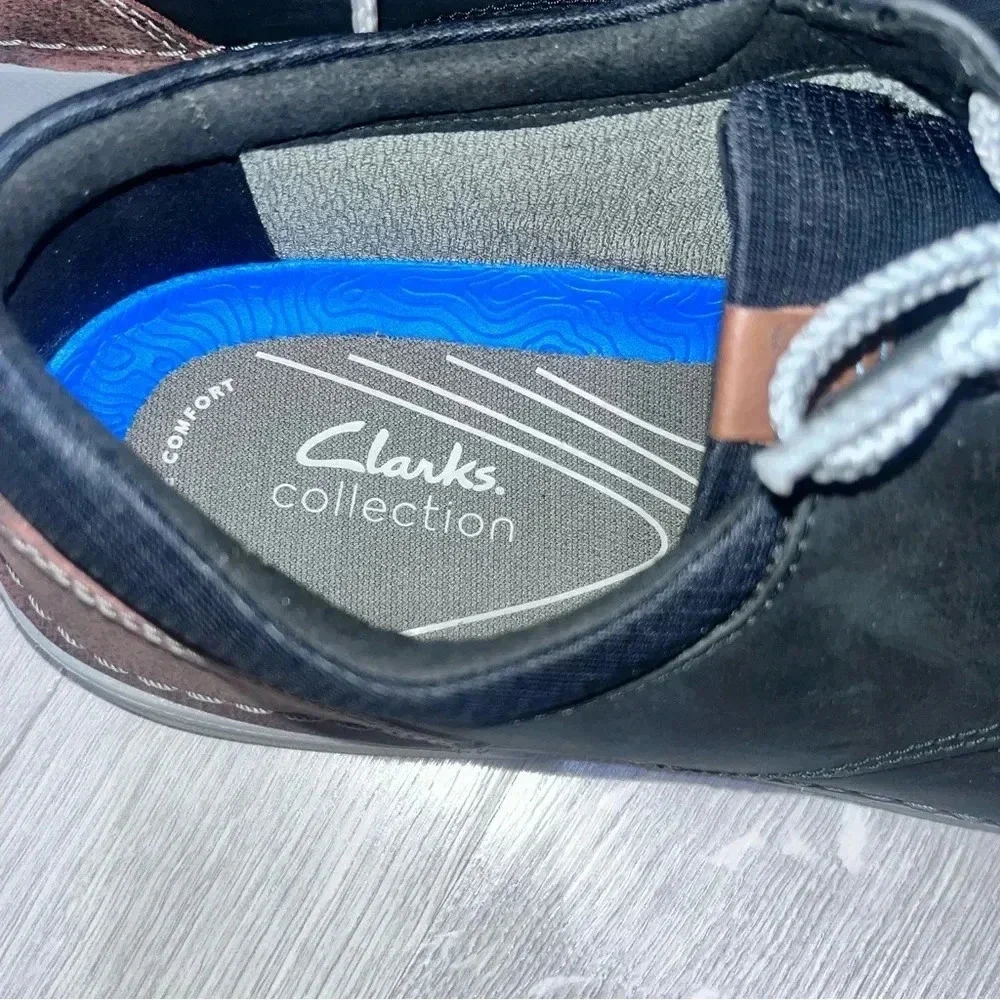 Clarks Greeks sneakers - sz 12 black gray and brown for logo